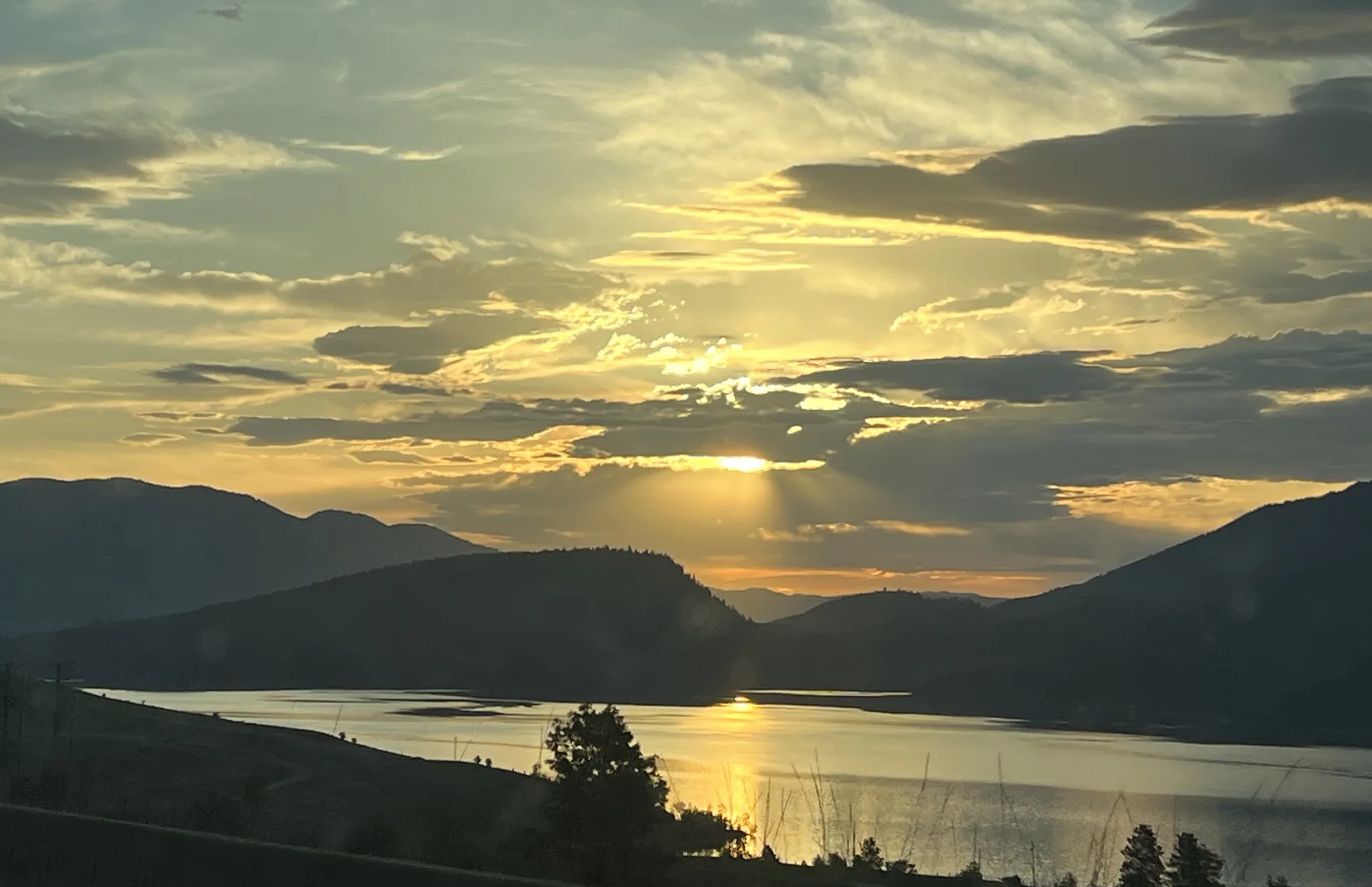 Sunset over the road during the Prince George trip