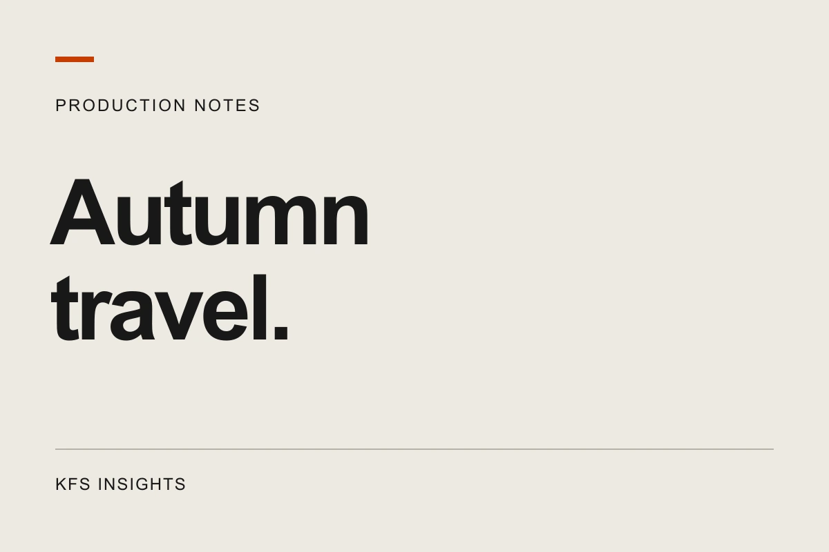 Autumn travel. A KFS Insights typographic cover.