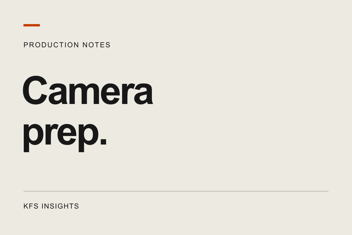 Camera prep. A KFS Insights typographic cover.