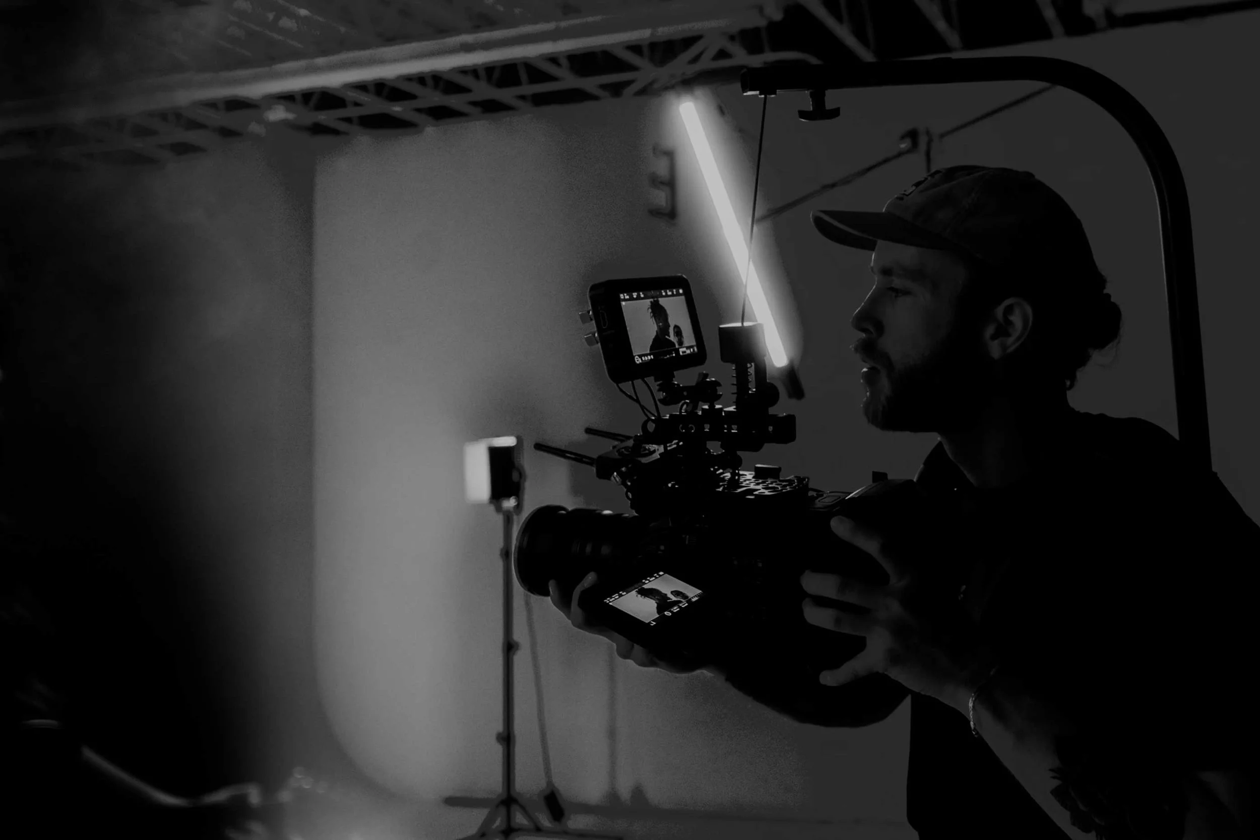 Cinema camera in use on set