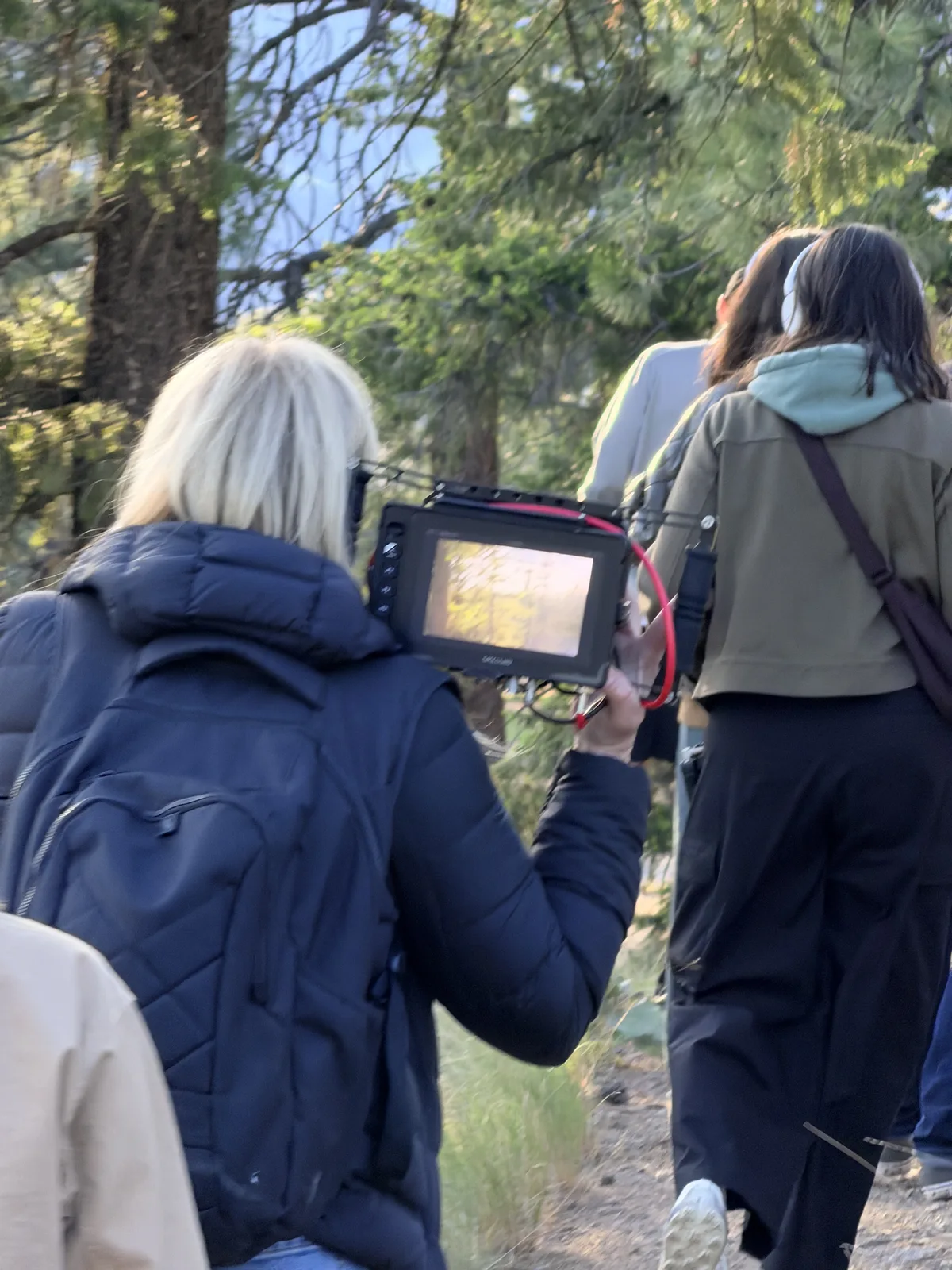 Production monitor showing an outdoor scene during the Airbnb Host Stories campaign in Kelowna