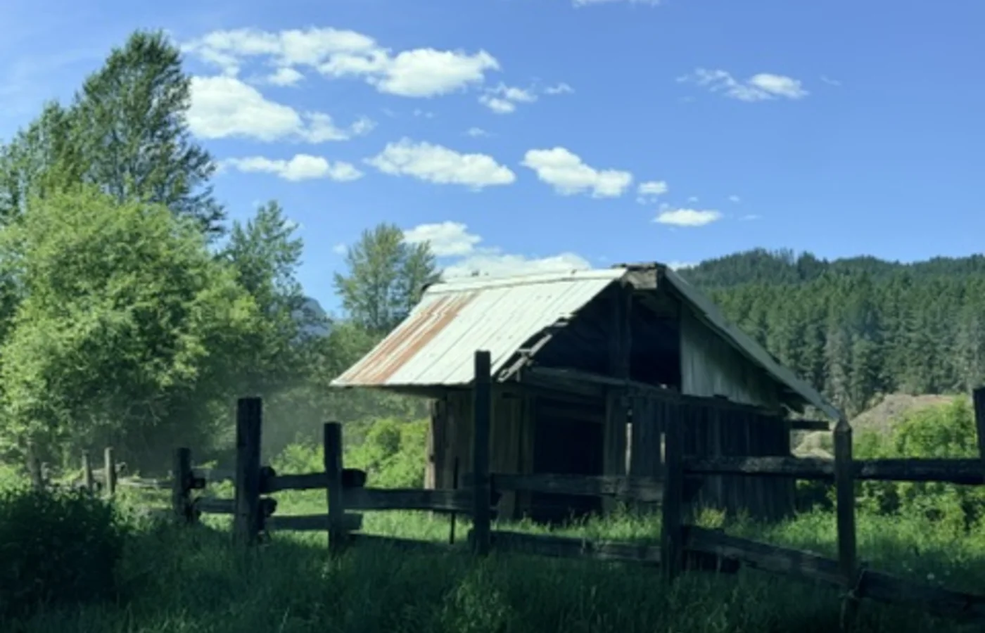Roadside structure photographed during Displaced field development