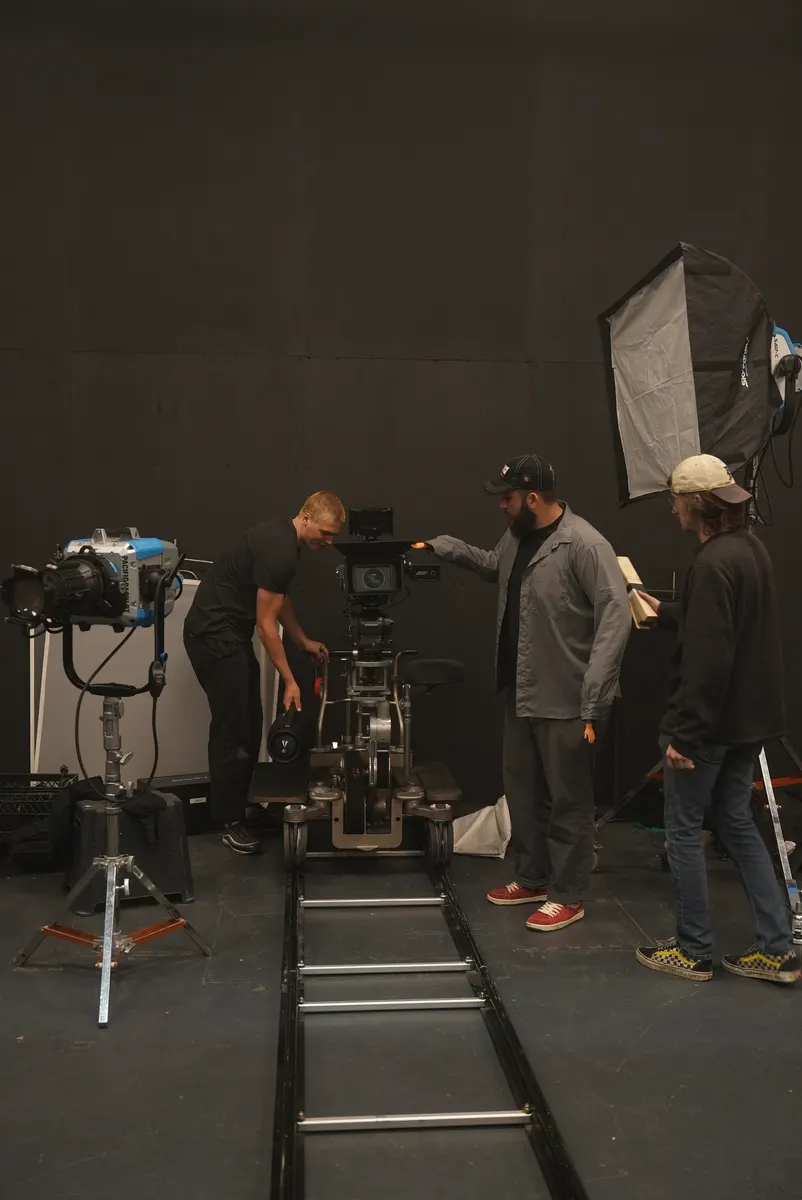 Behind-the-scenes frame of The Keepers crew and camera setup