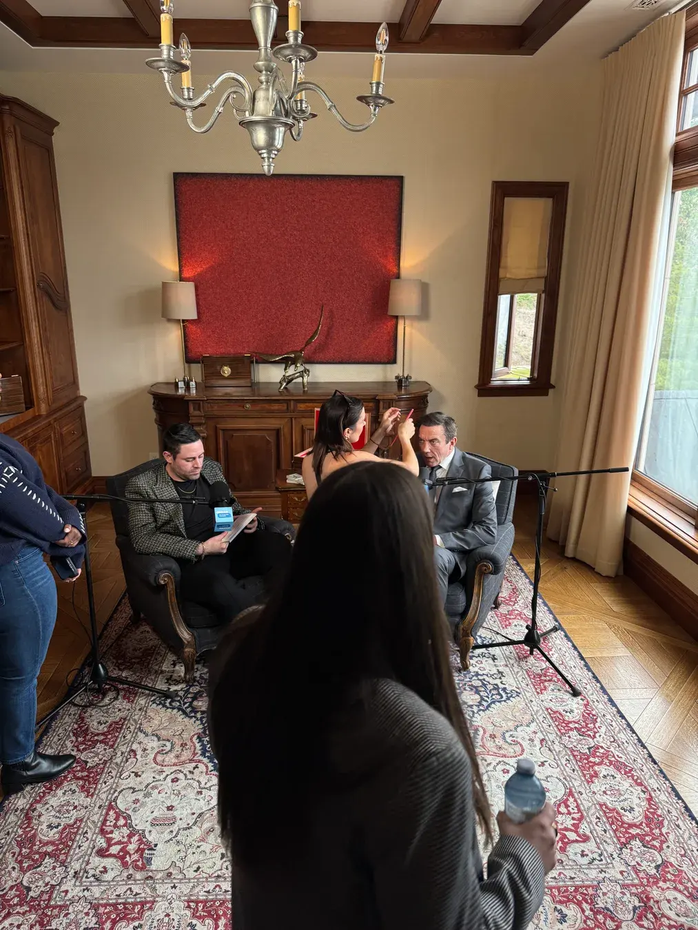 Behind the scenes interview setup with Peter Serafinowicz during the Netflix Million Dollar Secret EPK day