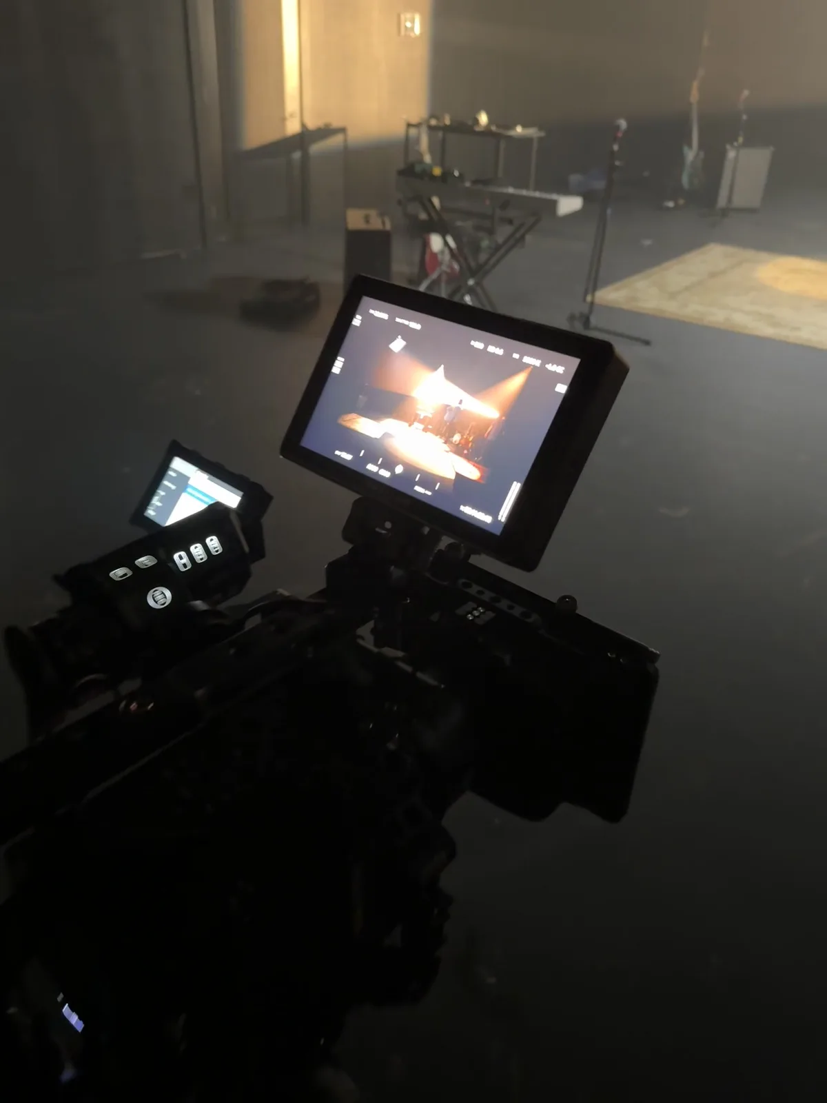 Production monitor showing the Nightshades band performing